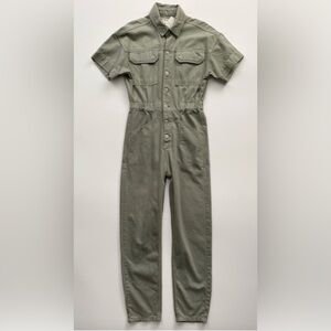 Free People x We The Free Marci Short Sleeve Jumpsuit in Washed Army Sz. Small